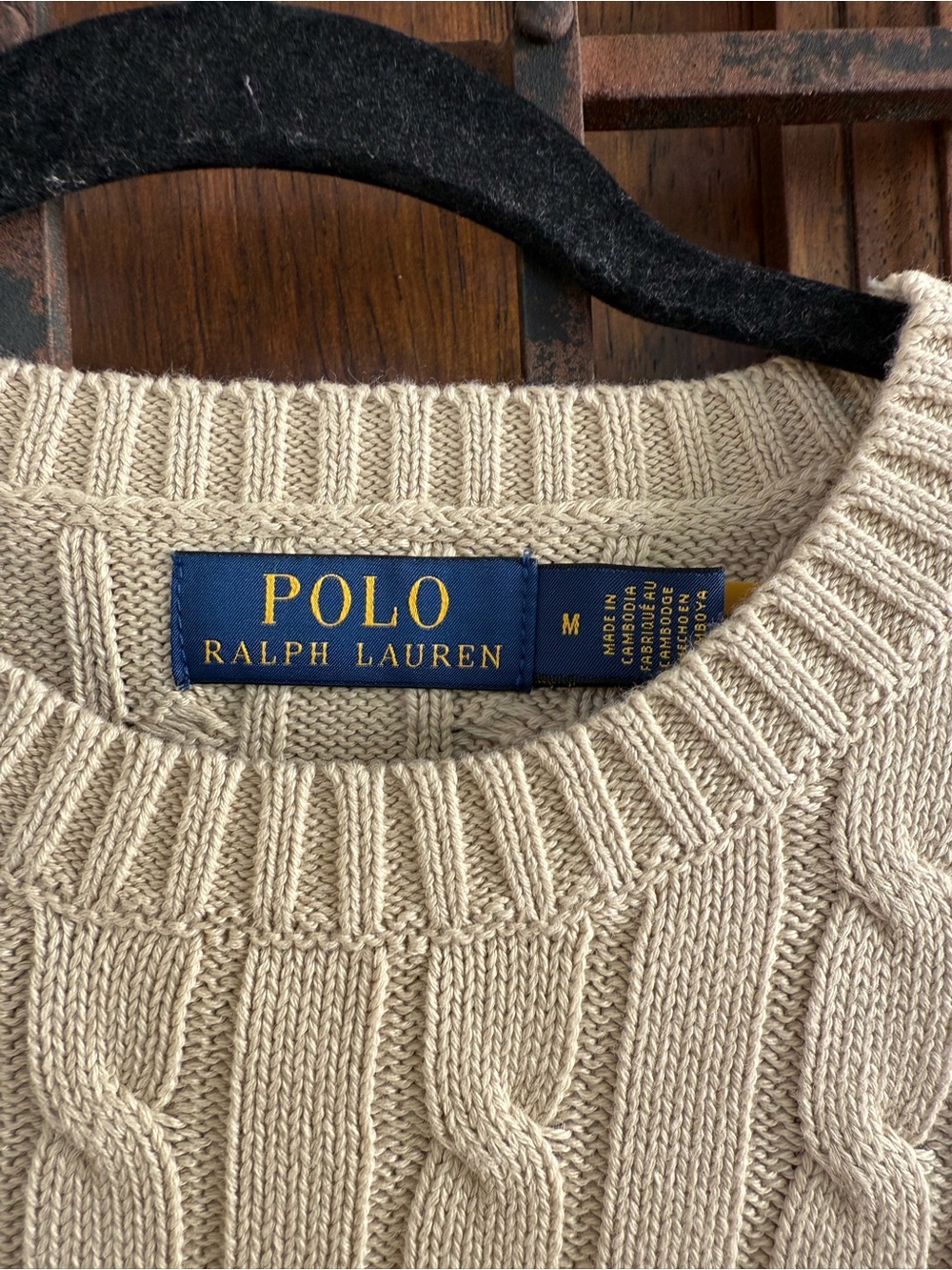 Polo by Ralph Lauren Greenish Beige Cable-Knit Short Sleeve Sweater Size M - Picture 4 of 6